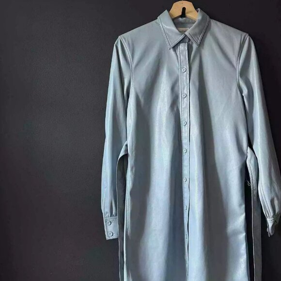 Aritzia Wilfred Caroline Vegan Leather Shirt Dress - Picture 5 of 14